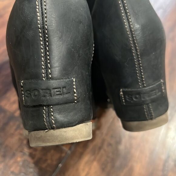 Sorel Boots size 9Joan Of Arctic Wedge Lace Mid Calf 2173-010 Black Leather GUC - Picture 3 of 14